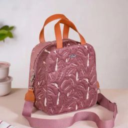 Nestasia High-Quality Insulated Velvet Pink Lunch Bag With Adjustable Shoulder Strap & Handles-15