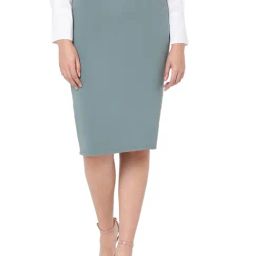 Smarty Pants Sage Green Cotton Above Knee Skirt-image-63