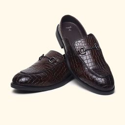 yoho Men Textured PU Loafers-image-49
