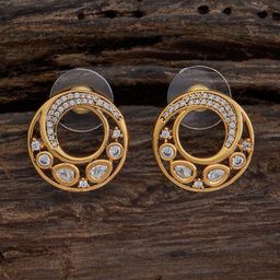 Kushal's Fashion Jewellery Crescent Shaped Kundan Studs-28