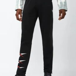 Reebok Black Cotton Regular Fit Printed Trackpants-image-30