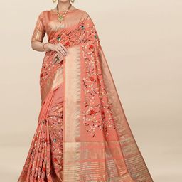 DIVASTRI Ethnic Motifs Embroidered Silk Cotton Saree-17