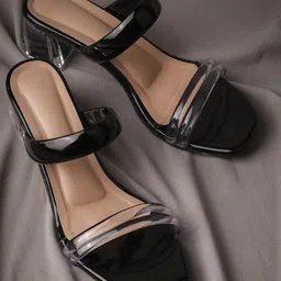 JM Looks Two Strap Open Toe Block Heels image 3