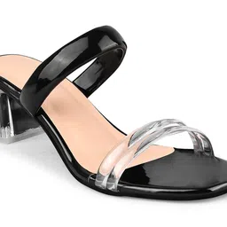 JM Looks Two Strap Open Toe Block Heels image 4