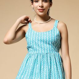 Istyle Can Women Printed Scoop Neck Cotton Peplum Top-image-89