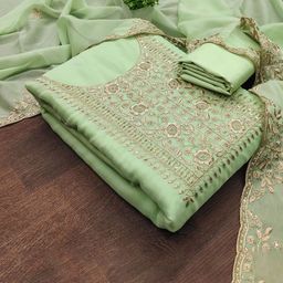 LeeliPeeri Designer Embroidered Sequinned Georgette Unstitched Dress Material-picture-34