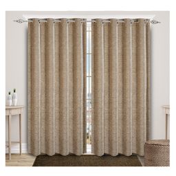 Saral Home Pacman Jacquard Yarn Blackout Long Door Curtains Pack of 2 - Beige-image-8