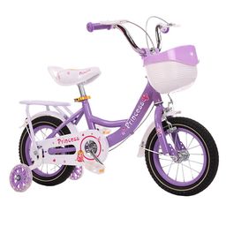 SYGA Princess Bicycles for Kids 3-6 Years Old 14-inch Children's Light Bicycle Magnesium Alloy (Puple)-23