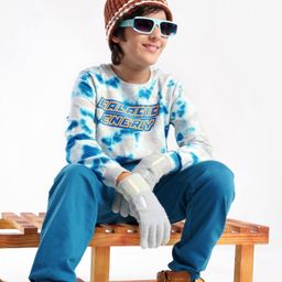 Ollington St. 100% Cotton Full Sleeves Winter Wear Tie & Die Print Sweatshirt with Lounge Pant - Blue-image-67