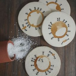 Aranya Earthcraft coffee stained hand painted ant coaster set-image-10