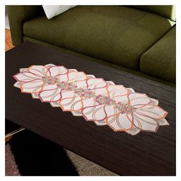 Kuber Industries Table Runner  PVC Dining Table Runner  Center Table Runner  Multi Leaf Table Runner  Table Runner Mat  Table Runner for Home Décor  Golden-image-2