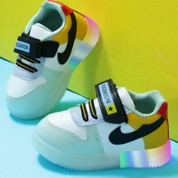PASSION PETALS  Color Blocked LED Shoes - Green White & Yellow-image-66