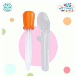 The Cheeky Kidzz Premium Baby Multi-Functional Smart Graduated Squeeze Dropper & Spoon Set Teether and Feeder (ORANGE)-1