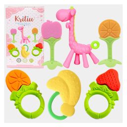 Kritiu Baby Silicone Fruit & Giraffe Shape Teether Combo Pack Of 6 - Multicolor-picture-19