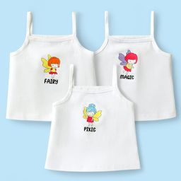 Doodle Poodle 100% Cotton Single Jersey Knit Sleeveless Slips With Fairy Print Pack Of 3 - White-image-25
