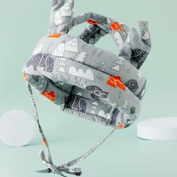 Baby Helmets With Jungle Theme Print - Grey-17