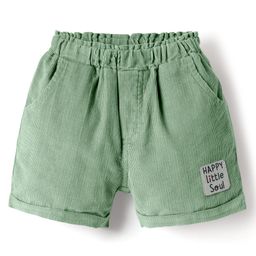 Ollypop Cotton Woven Knee Length Solid Colour Shorts With Patch Detailing - Green-image-102
