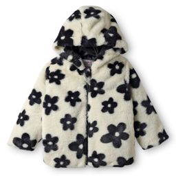 Babyhug Woven Full Sleeves Hooded Winter Fur Jacket with Heart Print - White-image-69