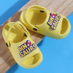 SHOES FOR JUNIORS Dinosaur Text Applique Detailed With Sling Back Clogs - Yellow-image-71