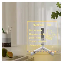 ji & ja Ji and Ja 3D Acrylic Dry Erase with Light up Dry Erase with Stand as a Glow Memo LED Letter Message Board with Pens (15 * 11 CM) USB Power Supply-picture-2