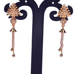 Anshenterpris Silver Plated Crystals Studded Triangular Drop Earrings image 4
