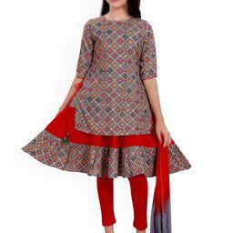 MASTARANG Girls Etnic Print Regular Kurti With Dupatta-picture-26