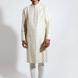 VIVEK KARUNAKARAN Floral Embroidered Thread Work Straight Kurta With Churidar-image-95