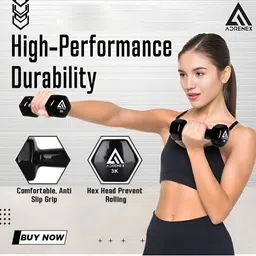ADRENEX 6Pcs Hexagon Fixed Weight Dumbbell -12 kg image 5
