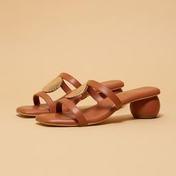 ERIDANI Textured Synthetic Leather Block Heel Sandals-picture-10