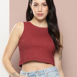 Harvard Women Solid Slim Fit Crop T-shirt-image-50