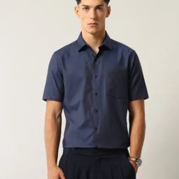 Arrow Navy Cotton Regular Fit Texture Shirt-picture-37