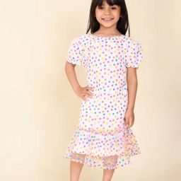 LilPicks Kids White Printed Dress-image-97
