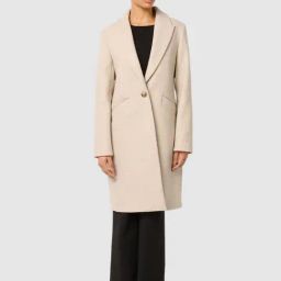 Forever New Oatmeal Marle Blended Slim fit Coat-image-25
