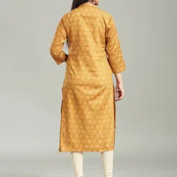 Cotton Culture Mustard Silk Print 3/4th sleeves Kurta image 2