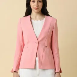 Allen Solly Pink Polyester Solid Blazer-image-65