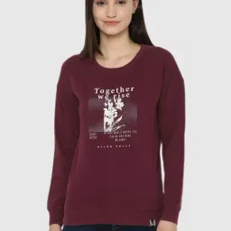 Allen Solly Maroon Graphic Print Sweatshirt-image-97