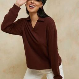Styli Long Sleeves Brushed Ribbed Relaxed Fit Polo-image-40