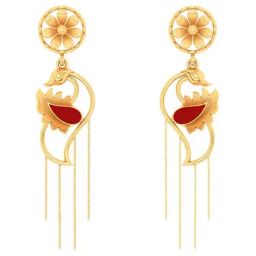 P.C. Chandra Jewellers 22k Gold Swan Motif Dangler Earrings-image-13