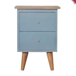 Artisan Furniture Blue Wood Hand Painted Bedside Table-image-2