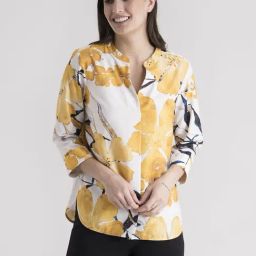 FableStreet Mustard & White Floral Print Top-image-75
