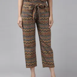 YASH GALLERY Multicolored Cotton Aztec Print Pants-picture-11