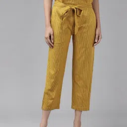 YASH GALLERY Yellow Printed Pants-image-66