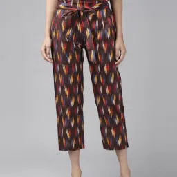 YASH GALLERY Brown Cotton Printed Pants-image-41