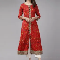YASH GALLERY Red Printed A Line Kurta-picture-36