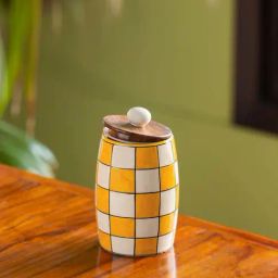 ExclusiveLane 'Shatranj Check' Hand-painted Storage Jar & Container (Non-airtight, 600 ML, 6.1 Inch)-image-7