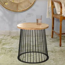 Home4U Sera Brown & Black Mango Wood Side Table-image-36