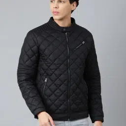 Woodland Black Regular Fit Quilted Jacket-picture-20