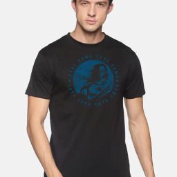 BLACK RADIO Black Slim Fit Printed Cotton Crew T-Shirt-image-42