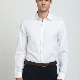 Turtle White Cotton Slim Fit Jacquard Formal Shirt-picture-32