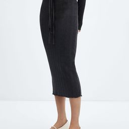MANGO Ribbed Pencil Midi Skirt-image-36
